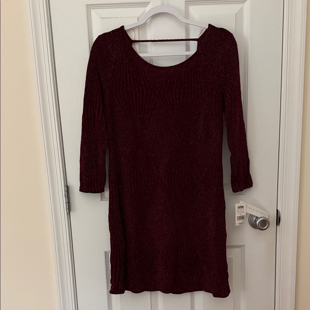Three Hearts Deep Red Knit Dress